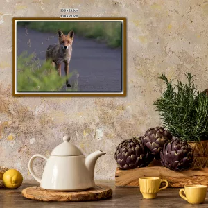 Fox in its Winter coat - A3 Framed Print in Wooden frame